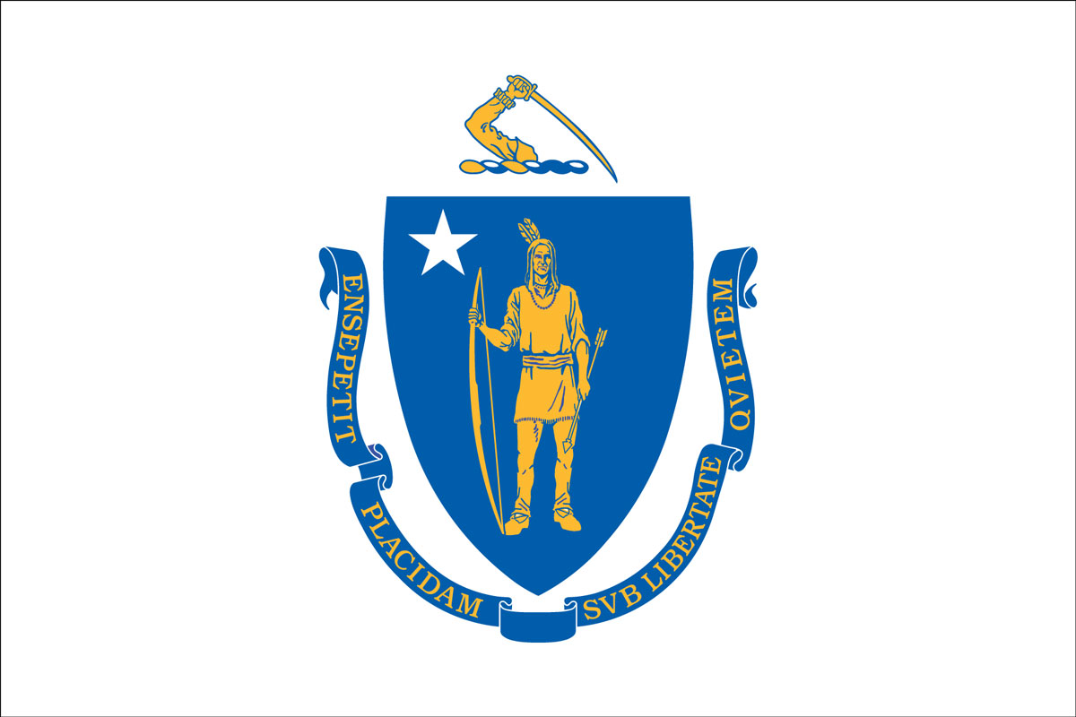 12x18" Nylon flag of State of Massachusetts